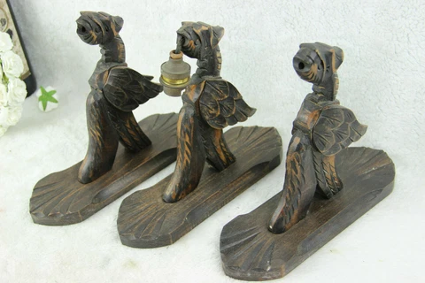 SET 3 Wood carved french dragon gothic Wall lights sconces 1960 Cover