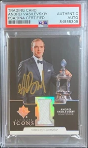 Andrei Vasilevskiy auto card Game Used Upper Deck Icons Lightning PSA Encap - Picture 1 of 3