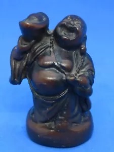 Chinese brown resin vintage Art Deco antique oriental miniature Buddha figurine - Picture 1 of 11