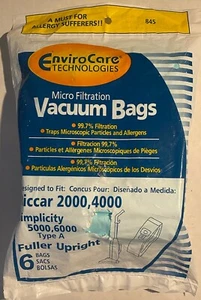 Enviro Care ~ Riccar 2000, 4000, & Simplicity Type A ~ Vacuum Bags ~ 6pk ~ New - Picture 1 of 2