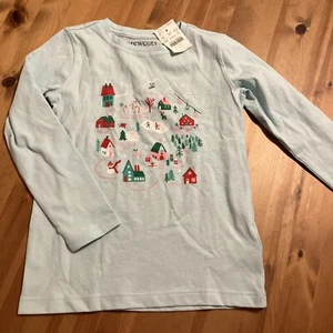 Crewcuts Long-Sleeve Merry Graphic T-Shirt J. Crew Girls XS 4-5 - Picture 1 of 10
