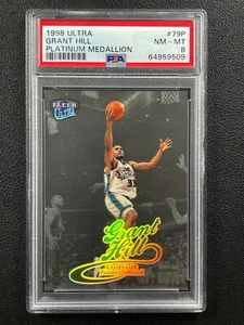 GRANT HILL PSA 8 1998 FLEER ULTRA #79P PLATINUM MEDALLION 19/99 PISTONS - Picture 1 of 2