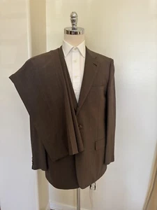 Ermenegildo Zegna Made in Italy Window Pane Check Brown Multi Wool Suit 44R - Picture 1 of 19