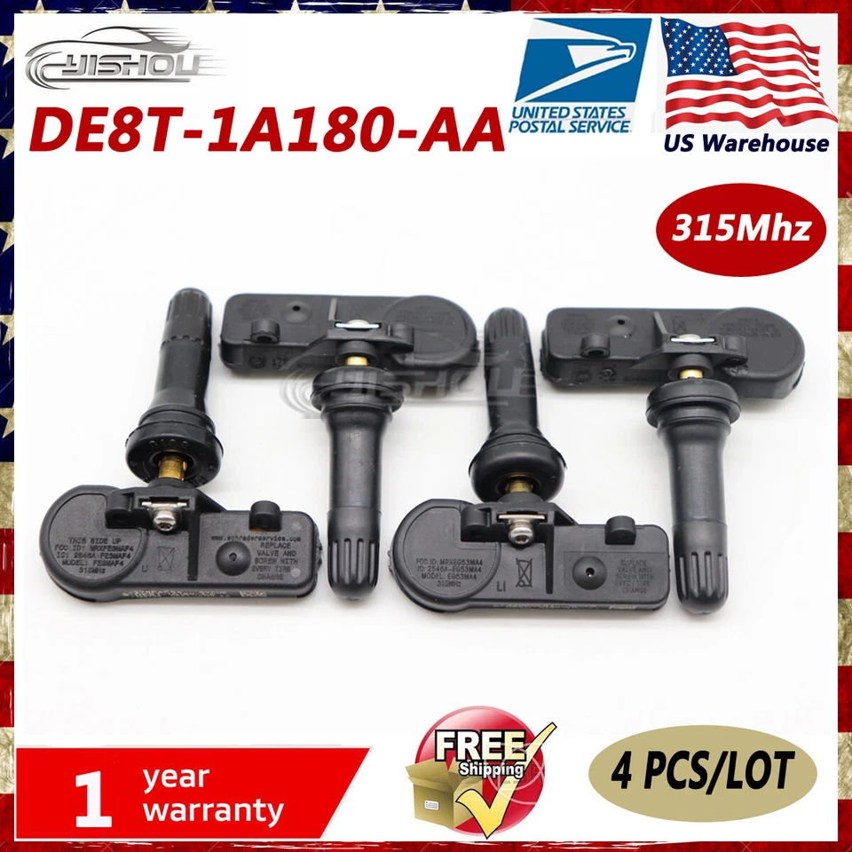 TPMS 315MHz Set of 4 For Ford Motorcraft Tire Pressure Sensor DE8T-1A180-AA - Image 1 of 4