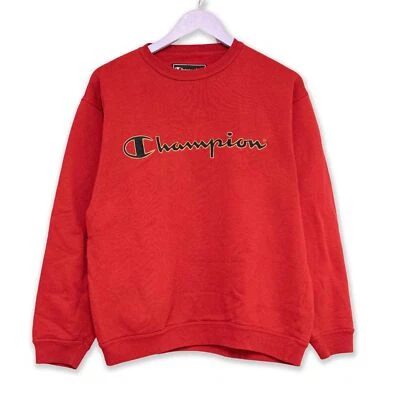 Sweat-Shirt Champion Vintage Rouge Col Roulé avec Broderie Grand Âge 90 00 - S - Photo 1/4