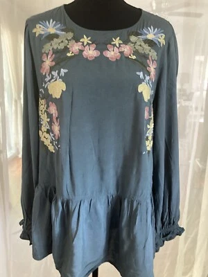 Top para mujer Jodifl Boho campesino pradera bordado floral manga larga talla M Foto 1 de 4