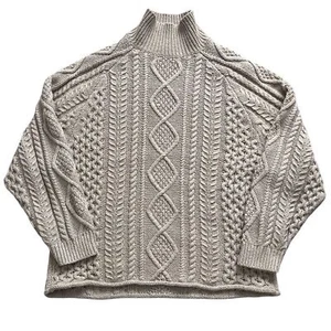 Essentials Fear of God XL Cableknit Mock Turtlenck Beige Chunky Streetwear Size - Picture 1 of 9