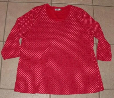 Camisa Roja Lunares Talla Grande 1X Ropa Informal Algodón Suave Manga 3/4 REBECCA MALONE Foto 1 de 2