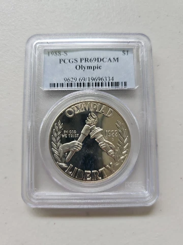 PR69 1988-S PCGS OLYMPIAD LIBERTY Olympic $1 Silver Dollar 90% .900 PR-69 PR 69 Cover