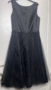 Laura Ashley schwarz Satin Tüll voller Rock Midikleid Gr UK 14 - Bild 1 von 7