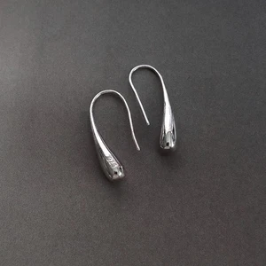 Sterling 925 1" Modernist Teardrop Earrings - Picture 1 of 3