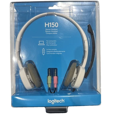 Logitech H150 Wired Stereo White 3.5mm Headset  In-line Controls for PC BNIB - Image 1 of 2