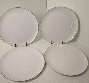 Juego de 4 platos de cena Centura Corning blanco cupé todo blanco platino adorno 10" - Imagen 1 de 3