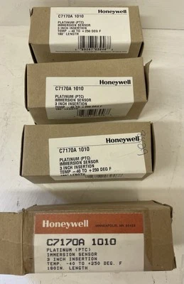 Lot of 4 HONEYWELL C7170A 1010 PLATINUM IMMERSION SENSOR 3" INSERTION -40F TO 25 - Image 1 of 4