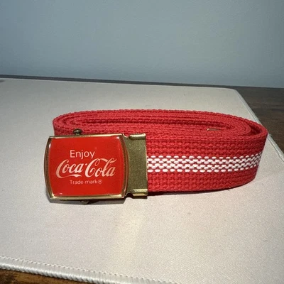 Vintage Coca Cola Coke Belt  Gold Brass 47.5" Red and White - Image 1 of 4