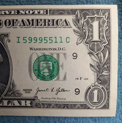 $1 dollar TRINARY Ser. 2021  I59995511 RARE  Cond. 50 About Uncirculated - Image 1 of 3