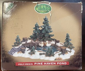 Lemax Village Pine Haven Pond Swans 1999 Poly-Resin Landscape Accent with Box - Picture 1 of 2