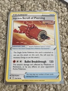 Single Strike Scroll of Piercing 154/198 Swsh06: Sword & Shield - Chilling Reign - Picture 1 of 1