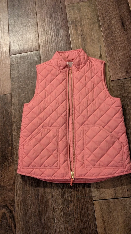 Chaleco acolchado Crewcuts niñas rosa medio bolsillos con cremallera completa Foto 1 de 4