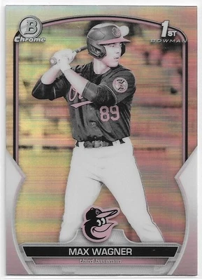 2023 Bowman Chrome Max Wagner #BCP-8 Pearl Refractor SSP Orioles 1st Bowman - Image 1 of 2