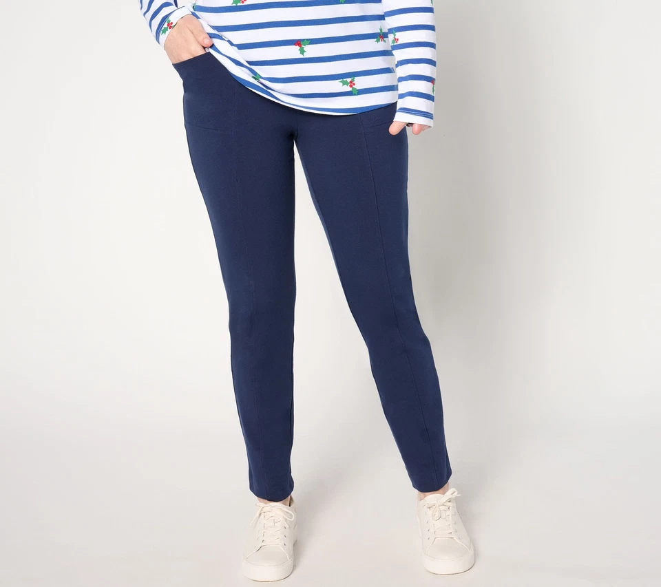 Denim & Co. Pantalones al Tobillo Regular Cualquier Día Sólidos Dúo Elastizados Azul Marino XL Nuevos Foto 1 de 1