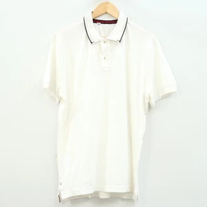 Napapijri Solid Polo Men's T-Shirt Collared Ribbed Short Sleeve White XL 255728 - Picture 1 of 3