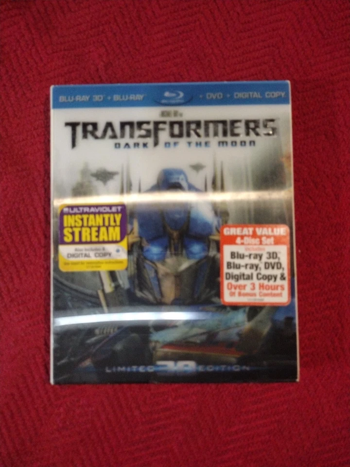 Transformers: Dark of the Moon (3D/Blu-ray/DVD, 2011, 4-Disc Set, With Silpcover - Image 1 of 4