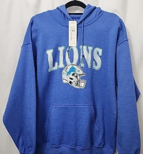 Detroit Lions Hooded Sweatshirt NEW Size Large Blue with Lion Helmet Graphic  - Bild 1 von 9