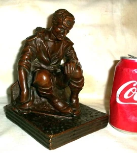 ANTIQUE K.B.W. WOUNDED ARMY SOLDIER BRONZE CLAD MILITARY SWORD SCULPTURE STATUE - Picture 1 of 16