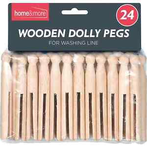24-144 Wooden Dolly Pegs Clothes Washing Line Traditional Laundry Natural Craft