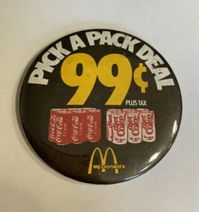 McDonald's Pin Back Button Pick A Pack Deal Coke Don-49 - Picture 1 of 4