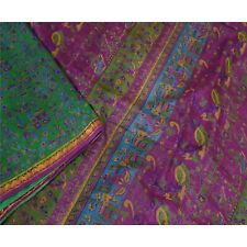 Sanskriti Vintage Indian Sarees Pure Silk Floral Printed Sari Craft 5Yd Fabric