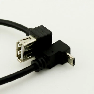1ft Micro 5 pin Male UP Angled to USB 2.0 A Female Angle Extension Adapter Cable - Image 1 of 4