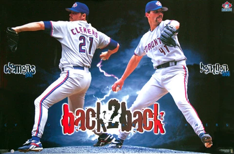 ROGER CLEMENS PAT HENTGEN 1997-98 Toronto Blue Jays MLB 23x35 Wall POSTER Cover