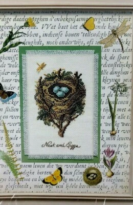 Vintage Leisure Arts Nature Collection Counted Cross Stitch "Nest and Eggs" Kit - Image 1 of 3