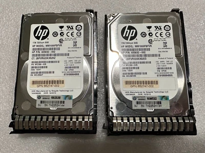 2x HP MM1000FBFVR 605832-002 652747-002 1TB 6G7.2K 2.5" SAS SC MDL HDD G8/G9 - Image 1 of 2