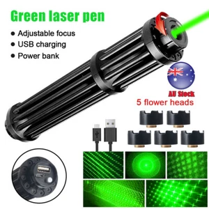 High Power Green Laser Pointer Pen USB Charging 990Miles Visible Beam Dot Light - Picture 1 of 11