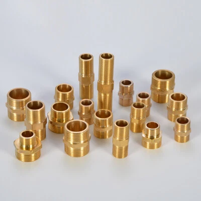Brass Male To Male Equal / Reducing Hexagon Nipple Connector BSP 1/2" 3/4" 1" - Image 1 of 4
