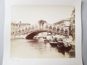 Antique Sepia Venice/Venezia Mounted Albumen Photo. Man on boat. A+ Condition - Picture 1 of 3