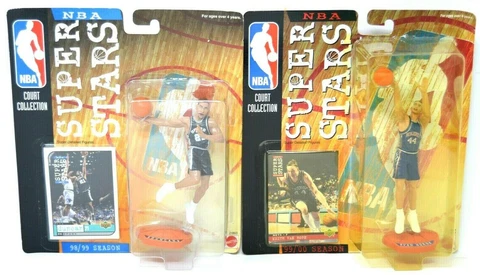 Lot of 2 Mattel NBA Super Stars Court Collection Duncan and Keith Van Horn NIP Cover