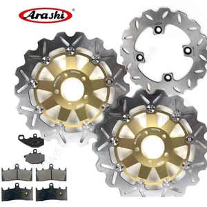 Front Rear Brake Disc Rotor + Brake Pads For Kawasaki Ninja ZX-6R 600 1998-2001 - Picture 1 of 12