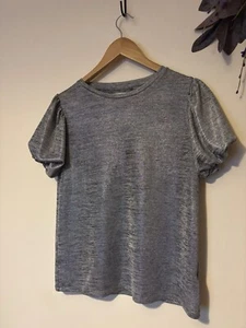 Next Silver/ Grey T-shirt With Elastic Puff Short Sleeves For Girls Size 13 Year - Picture 1 of 8
