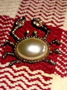 Vintage Large 2" Rhinestone Crab Pin Brooch - Imagen 1 de 3