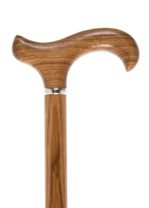 Zebrano Wood with a Derby Handle and Silver Plated Collar Cane Walking Stick - Picture 1 of 2
