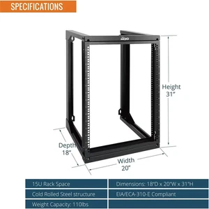 15U Server Rack with Swing Gate 19inch Wall Mount Server Rack with 18inch Depth - Picture 1 of 7