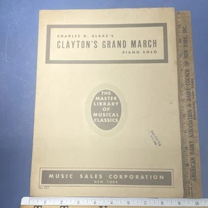 Partituras antiguas de piano solo Clayton Grand March de 1920 Charles D Blake - Imagen 1 de 4