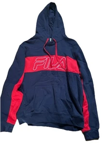 Fila Men’s Vintage Pullover Hoodie Sweatshirt Blue Red Size XL  - Picture 1 of 2