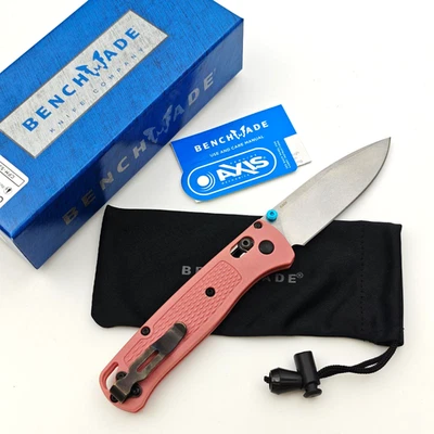 Benchmade 535-Custom Bugout Pink Grivory Handle AXIS Lock Drop Folding Knife - Image 1 of 4