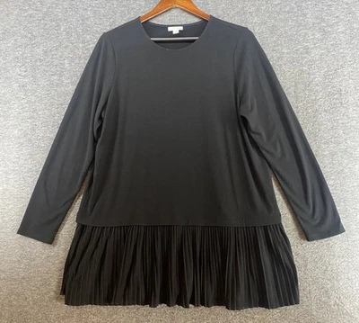J.Jill Mujer Negro Manga Larga Tejido Túnica Suéter Mini Vestido Plisado Talla Grande Foto 1 de 4