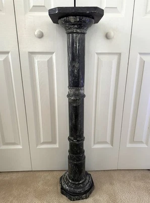 Soporte Columnar Pedestal de Mármol Veado Blanco 38" De Colección - Hecho en Italia Foto 1 de 4